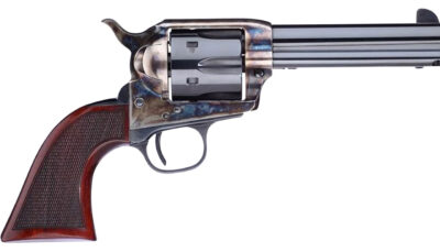 Taylors & Company 556201DE Short Stroke Smoke Wagon 45 Colt (LC) 6rd 4.75" Blued Cylinder & Barrel Color Case Hardened Steel Frame Checkered Walnut Navy Size Grip (Taylor Tuned)